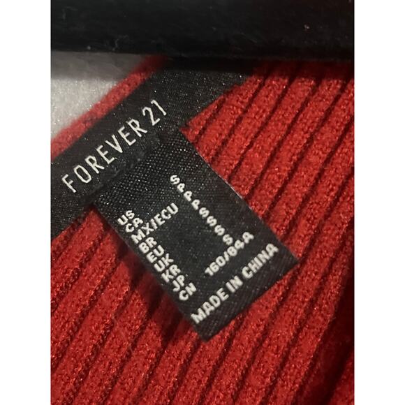Forever 21 Sweater Women's Small V- Neck Ribbed Long Sleeve Redish Orange - Picture 3 of 5